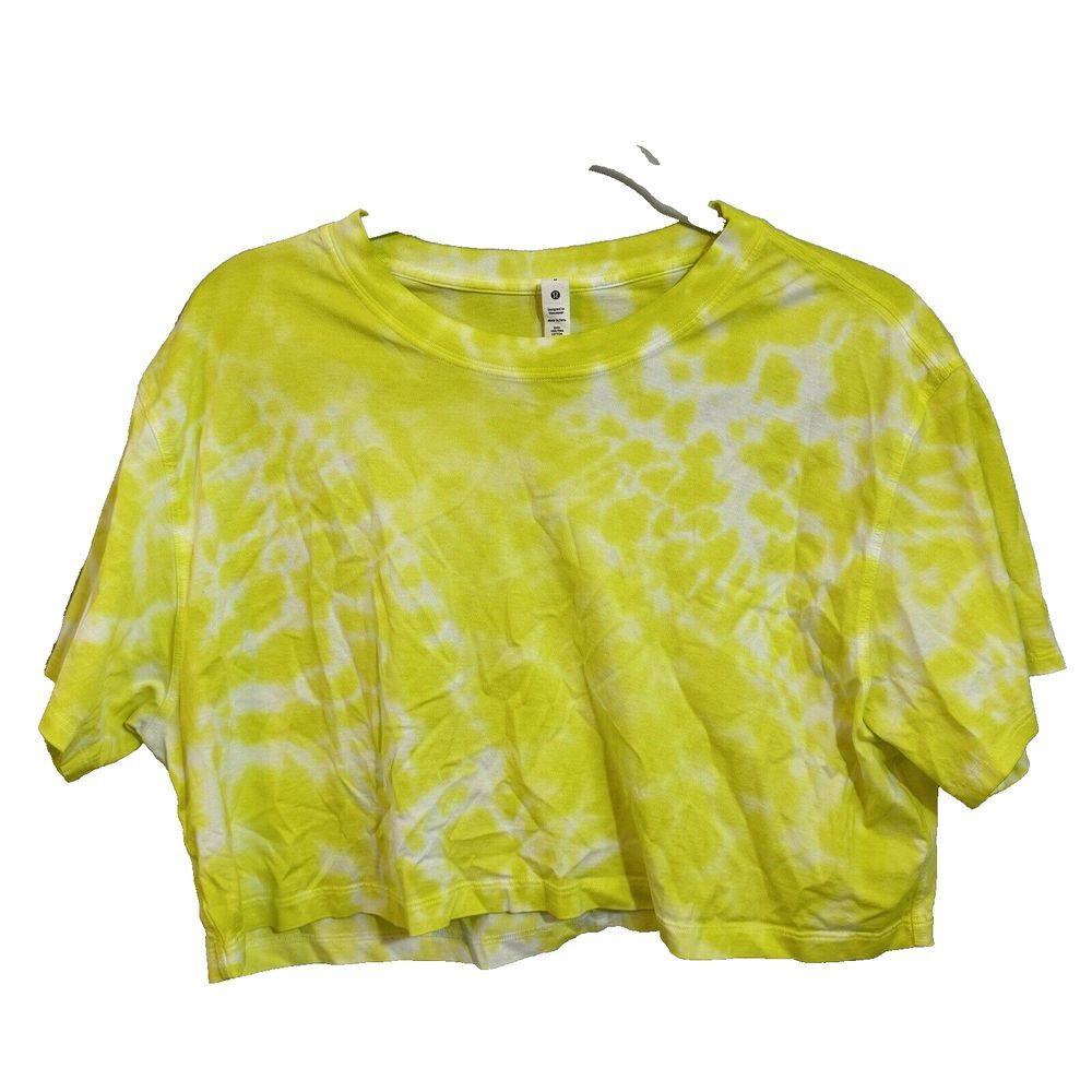 LULULEMON YELLOW ALL YOURS SHORT SLEEVE CROP TOP LADIES SIZE 8